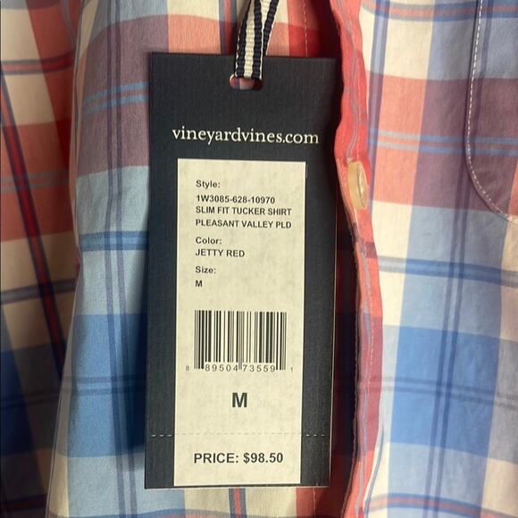 Vineyard Vines Red and Blue Plaid Casual Shirt. NWT.  Medium - Picture 4 of 5